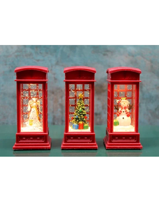 Telefon Kulübeli Işıklı Kar Küresi Alk3216