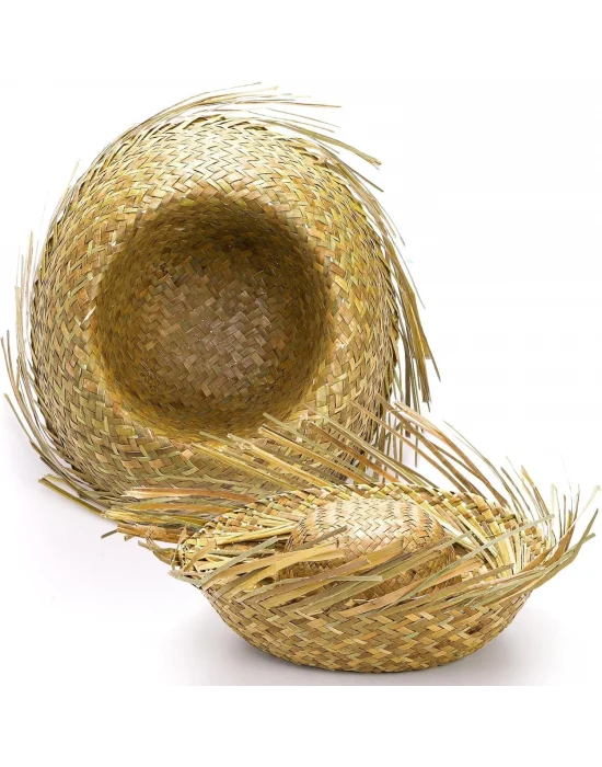 Tropikal Parti Naturel Hasır Hawaii Şapkası 13x36 Cm