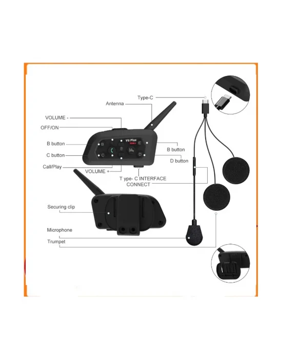 V6 Plus Motorsiklet Kaskı İntercom  Su Geçirmez 1200 M