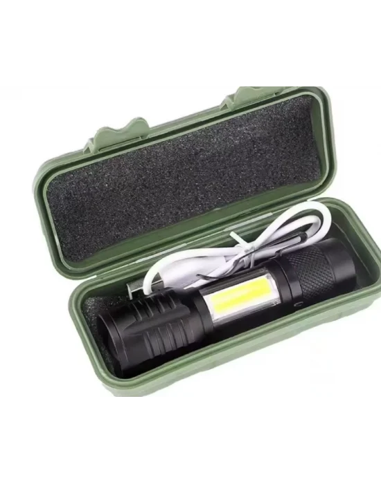 Wison Ws-5454 Taktik El Feneri Usb Şarj Edilebilir Kamp Feneri Cob Zumlanabilir Mini Taşınabilir El Feneri