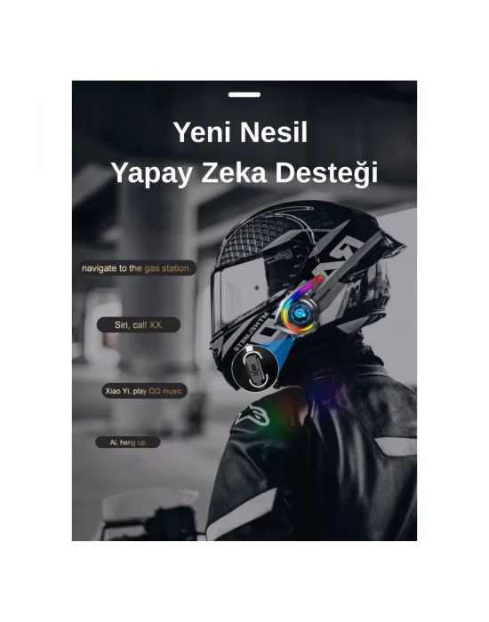 Y21 Rgb Işık Efektli Intercom Bluetooth Motosiklet Kask Kulaklığı Intercom Kulaklık