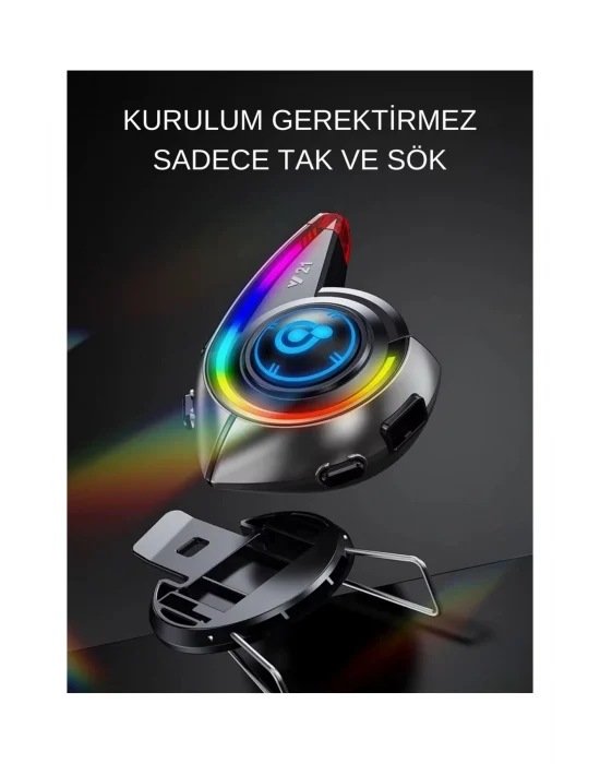 Y21 Rgb Işık Efektli Intercom Bluetooth Motosiklet Kask Kulaklığı Intercom Kulaklık