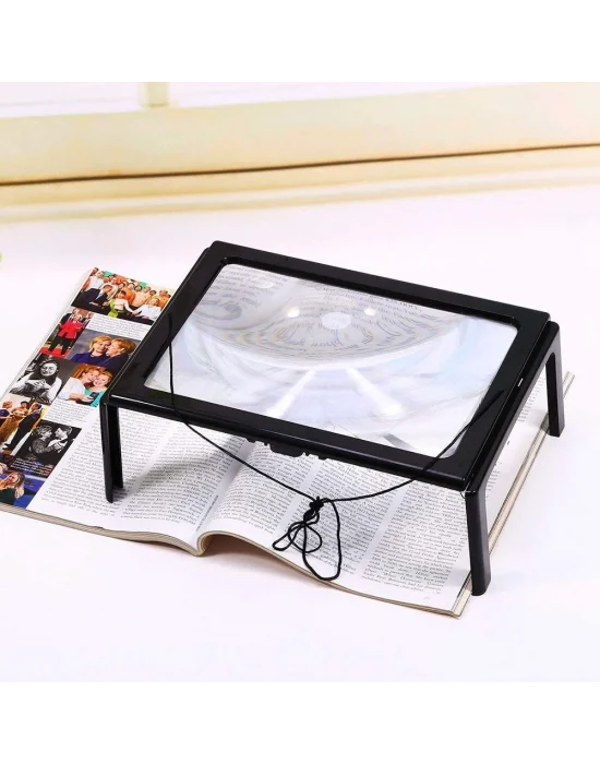 Yaşlılar İçin  A4 Boyutu Masa Tipi Işıklı Okuma Büyüteç Th275205b