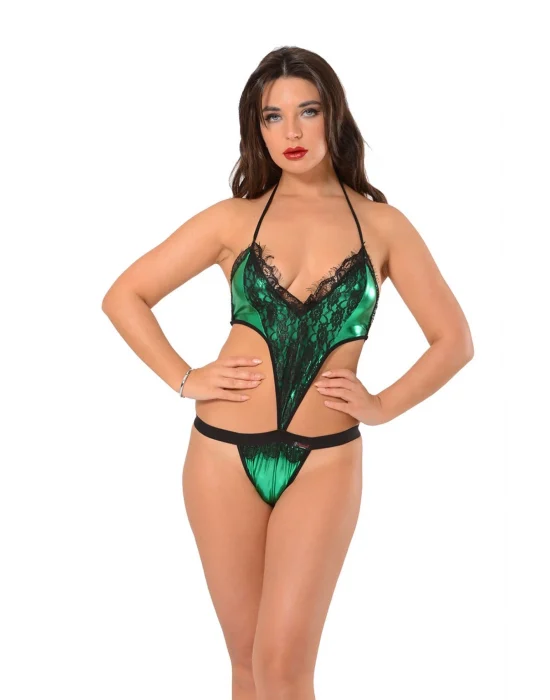 Yeşil  Deri ( Lame ) Gecelik - 406