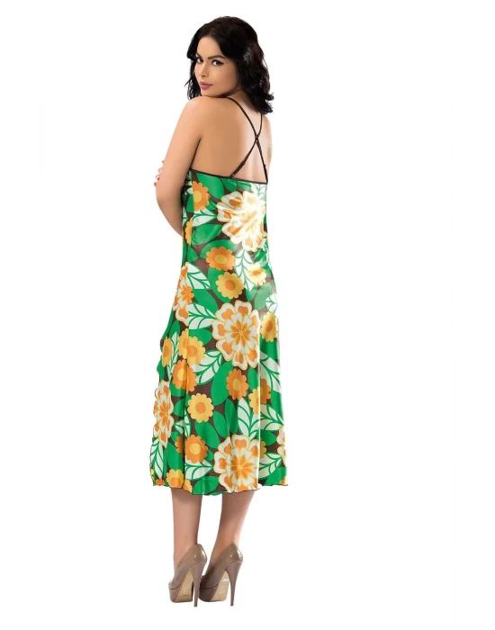 Yeşil Yırtmaçlı Saten Gecelil - 082