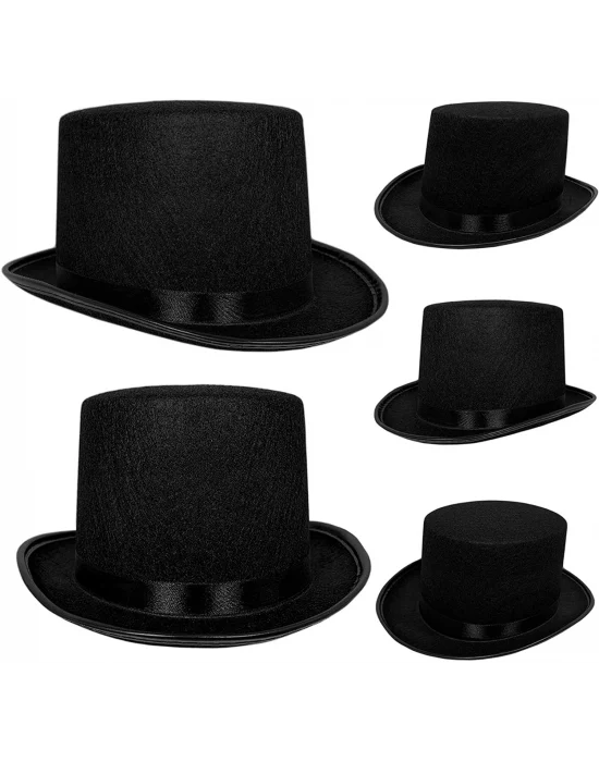 Yetişkinler İçin Siyah Renk Ringmaster Sihirbaz Şapkası Fötr Şapka 15 Cm