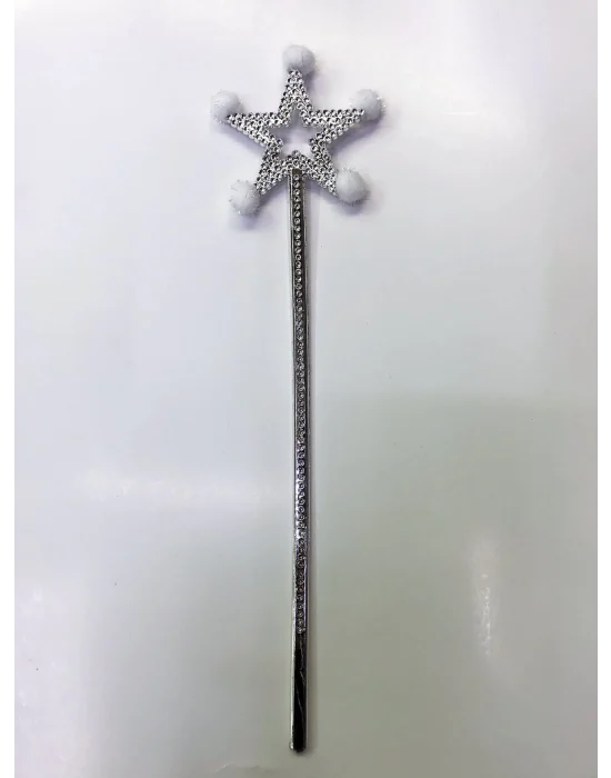 Yıldız Peri Asası Sihirli Değnek Beyaz Ponponlu