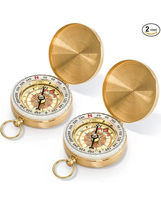 Yuvarlak Sarı Metal Kasa Su Geçirmez Fosforlu Dayanıklı Pusula G50