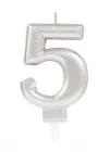 5 Rakam Mum Gümüş Renk