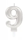 9 Rakam Mum Gümüş Renk