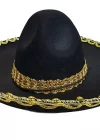 Altın Renk Şeritli Meksika Mariachi Latin Şapkası 55 Cm Çocuk