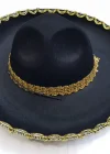 Altın Renk Şeritli Meksika Mariachi Latin Şapkası 55 Cm Çocuk