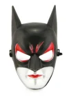 Kırmızı Gözlü Siyah Batman Maske - Lastikli Batgirl Maskesi 28x17 Cm