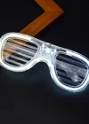 Beyaz Led Işıklı Parti Gözlüğü - Neon Glow Şerit Gözlük 3 Modlu