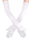 Beyaz Renk Dirseğe Kadar Uzun Kumaş Eldiven 40 Cm