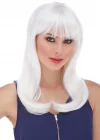 Beyaz Renk Uzun Düz Parti Peruğu