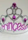 Gümüş Renk Prenses Yazılı Parti Tacı 60 Cm