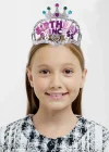 Gümüş Renk Taç Üzeri Pembe Birthday Prenses Yazılı Çocuk Parti Tacı 11x12 Cm
