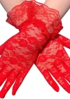 Güpürlü Bilek Boyu Kırmızı Dantel Eldiven Yetişkin