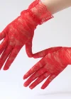 Güpürlü Bilek Boyu Kırmızı Dantel Eldiven Yetişkin