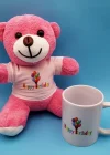 Happy Birthday Tasarım Pembe Ayıcık Ve Kupa Seti