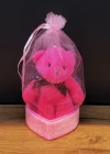 Hediyelik Pembe Tül Kese Ve Ayıcık