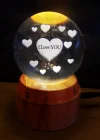 I Love You Tasarım Standlı Cam Küre
