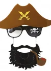 Kahve Renk Şapkalı Siyah Sakallı Lu Jack Sparrow Denizci Korsan Gözlüğü 24x25 Cm