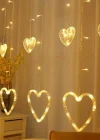 Kalp Dekorlu Animasyonlu Perde Led Işık 3 Metre