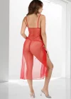 Kırmızı Dantelli Tül Gecelik - M057
