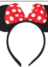 Kırmızı Fiyonklu Minnie Mouse Taç Fare Tacı Kafa Bandı