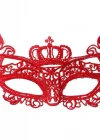 Kırmızı Renk Dantel Örgü İşlemeli Parti Maskesi Model 2