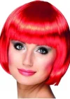 Kırmızı Renk Parti Peruğu Küt Saç