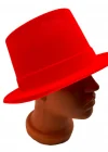 Kırmızı Renk Plastik Nubuk Kadife Flok Kaplama Fötr Şapka 11 Cm