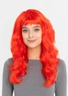 Kırmızı Renk Uzun Dalgalı Parti Peruğu