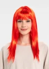 Kırmızı Renk Uzun Düz Parti Peruğu