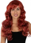Kızıl Renk Kahküllü Dalgalı Uzun Parti Peruğu