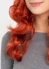Kızıl Renk Kahküllü Dalgalı Uzun Parti Peruğu