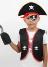 Korsan Yelek + Şapka + Kanca + Maske Çocuk Boy 4-6 Yaş