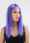 Lila Renk Uzun Düz Parti Peruğu