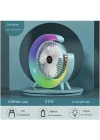 Masaüstü Vantilatör Usb Şarjlı Rgb Led Işıklı 3 Kademeli 180° Ayarlanabilir Soğutucu Fan Mavi