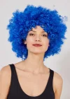 Mavi Renk Kıvırcık Afro Bonus Peruk