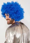 Mavi Renk Kıvırcık Afro Bonus Peruk