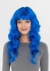 Mavi Renk Uzun Dalgalı Parti Peruğu