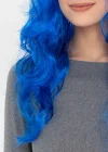 Mavi Renk Uzun Dalgalı Parti Peruğu