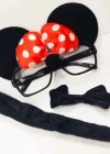 Minnie Mouse Gözlüğü Papyonu Kuyruğu Seti