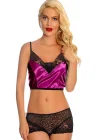 Mor Saten Dantelli Babydoll Şortlu Takım - 287