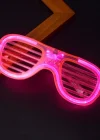 Pembe Led Işıklı Parti Gözlüğü - Neon Glow Şerit Gözlük 3 Modlu