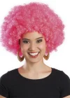 Pembe Renk Kıvırcık Afro Bonus Peruk