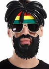 Rasta Peruklu Rasta Sakallı Bob Marley Bıyıklı Parti Gözlüğü 27x18 Cm